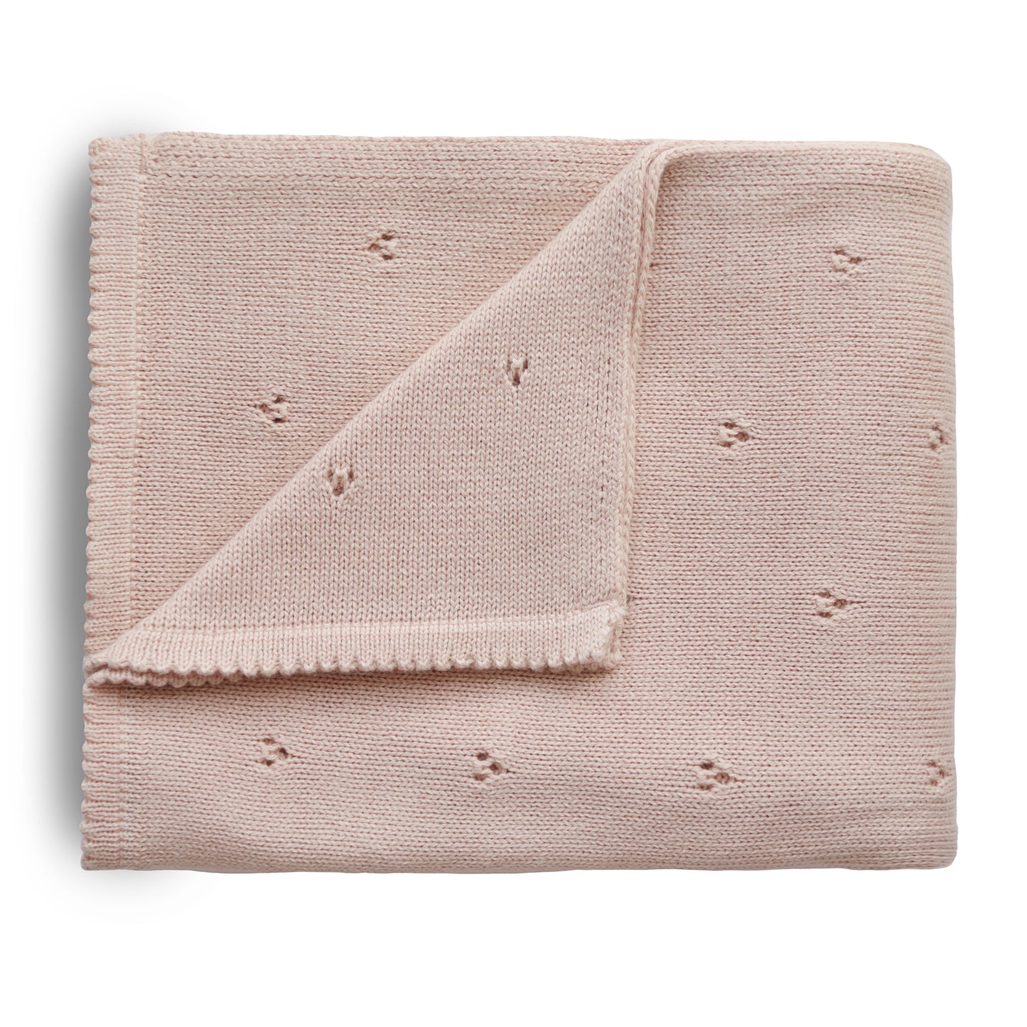 Knitted blanket van het merk Mushie, deken in de kleur Pointelle Blush