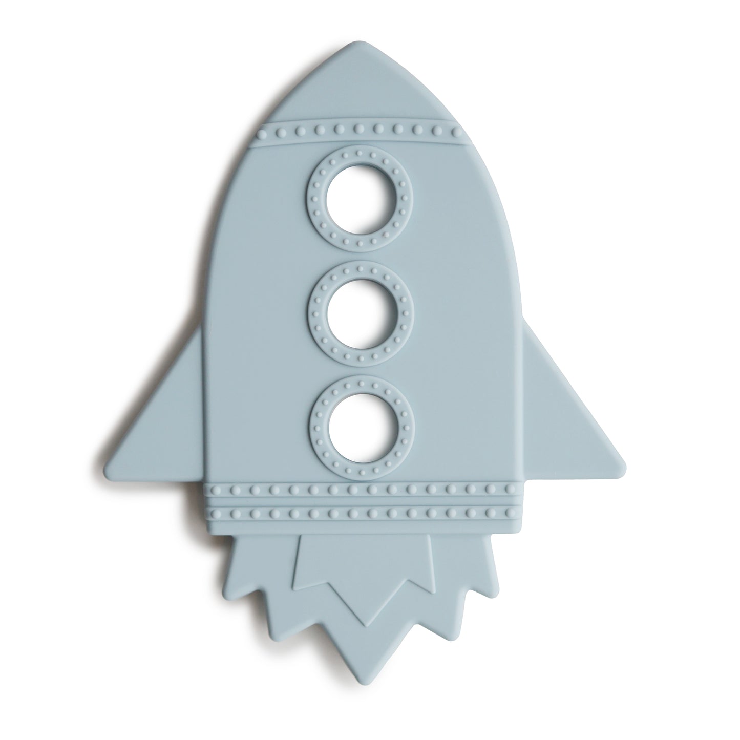 Mushie bijtring gemaakt van 100% siliconen van voedingskwaliteit, bijtspeeltje in vorm van rocket