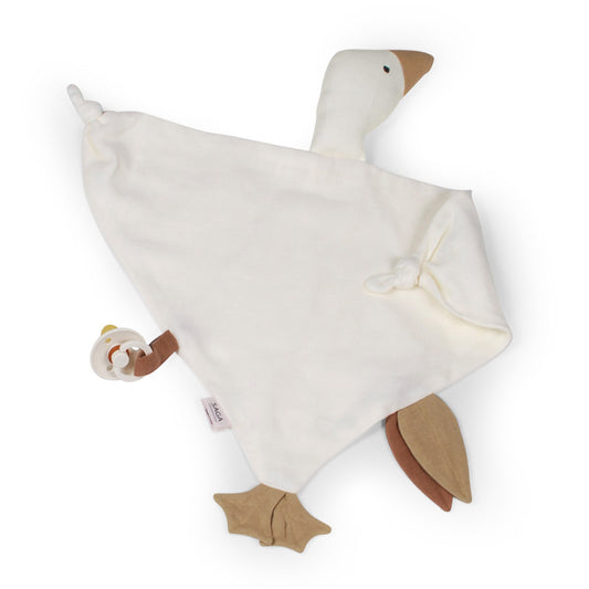 Knuffeldoek voor kindje in de vorm van een gans, Sage cuddle cloth Goose in kleur cream (wit)